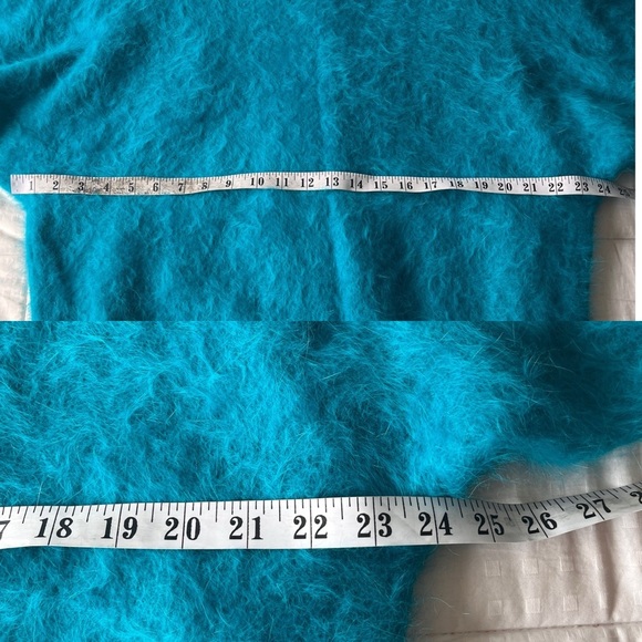 Rare Vintage Angora Embroidered Beaded NWT Dead-stock Turquoise Cardigan M - Picture 15 of 16